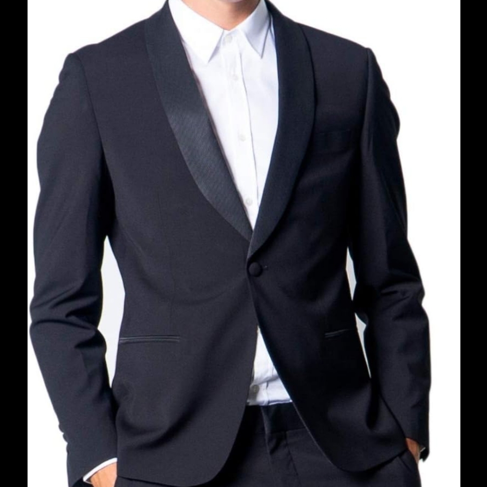 Topman Men's Black Blazer Skinny Fit Tux Tuxedo